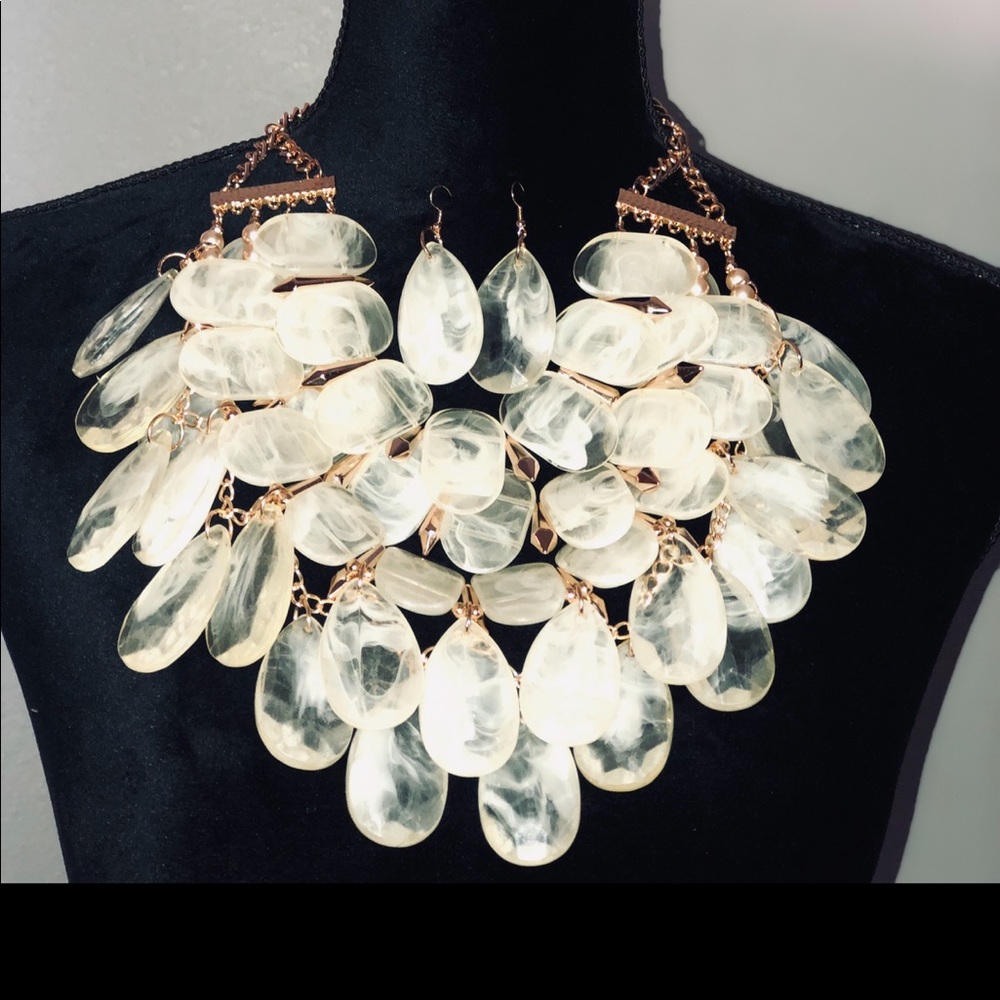 Milky Stone Statement Necklace